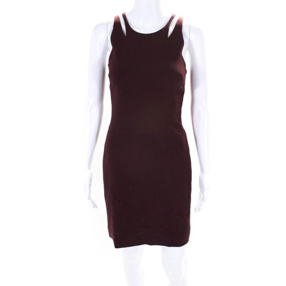Elizabeth & James Womens Back Zip Cut Out Crew Neck Sheath Dress Red Size 2